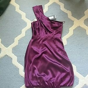 🗽 A|X Satin plum one shoulder dress